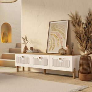 Mezza 4090 Napoli 180 cm (Membran Mdf Kapaklı) Bohem Tv Ünitesi Sepet - Beyaz