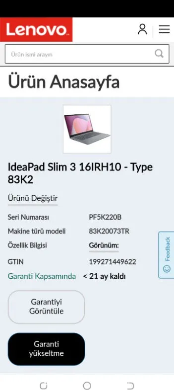 Lenovo Ideapad Slim 3 16IRH10 Intel Core I5-13420H 16GB 512GB SSD 16″ WUXGA (1920X1200) IPS Panel Freedos Taşınabilir Dizüstü Bilgisayar 83K20073TR