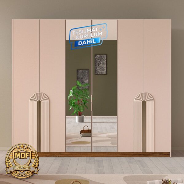 Sarmaşık Yatak odası takımı 6 Kapılı Gardırop 100% Mdf – Teslimat & Kurulum Dahil