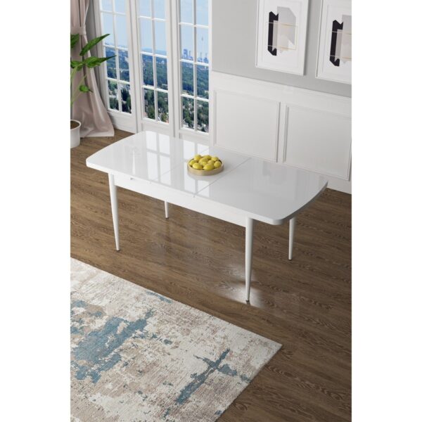 Zen Serisi Açılabilir Mdf Beyaz Mutfak Masa Takımı+6 Adet Sandalye (80 x 132 Cm)