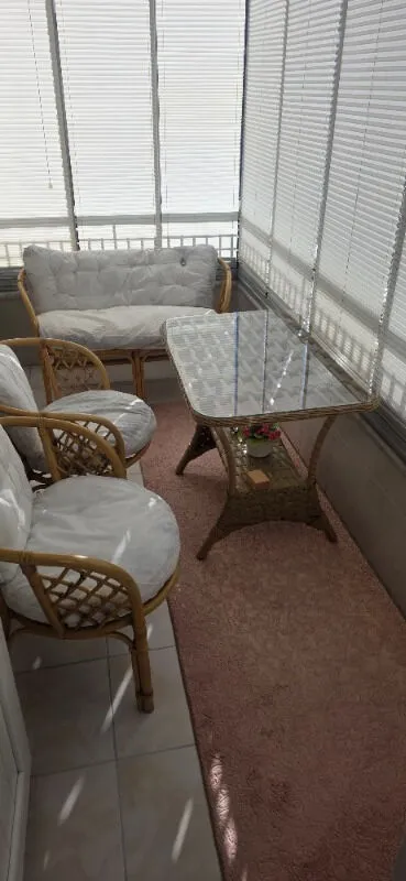 Kartepe 2 1 1 Rattan Bahçe Balkon Takımı,kahve Örgü/krem Kumaş