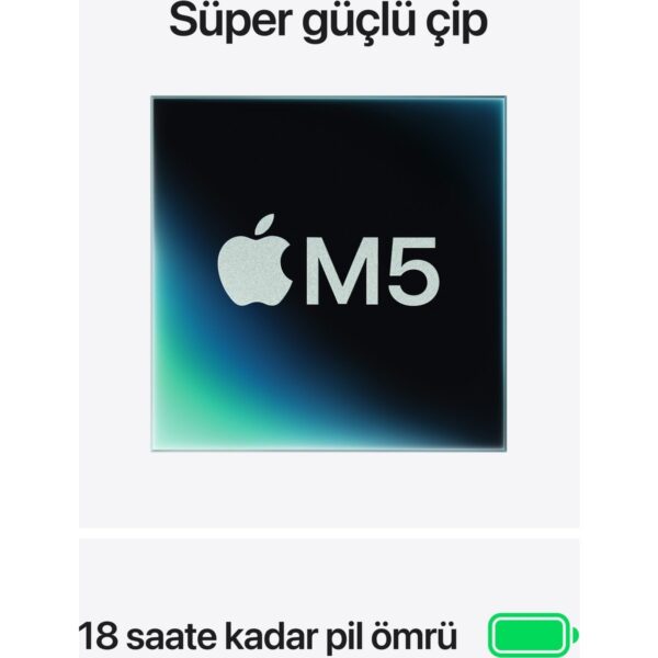 Apple MacBook Air M5 16GB 512GB SSD macOS 13″ Taşınabilir Bilgisayar Gümüş MDH74TU/A