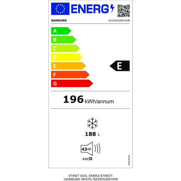 Samsung RZ20DG3001WWTR 160 lt Tek Kapılı Derin Dondurucu E Enerji Sınıfı Çekmeceli Tasarım