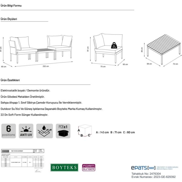 Limni Home Mini Multilounge Bahçe Balkon Seti, Şezlong