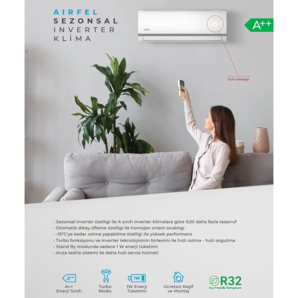 Airfel LTXM35N 12000 BTU R32 A++ Enerji Sınıfı Inverter Duvar Tipi Klima