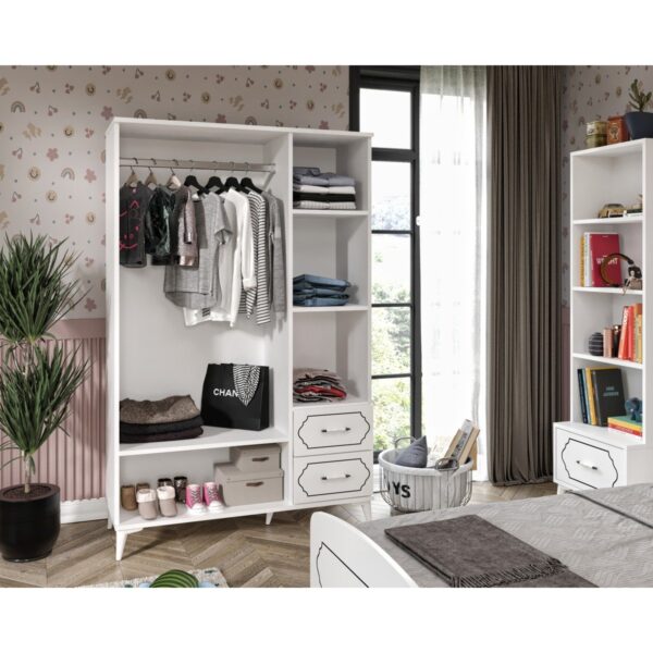 Kzn Home Hayal Modern Genç Odası Takımı Beyaz – 4 Parçalı ve Tamamı Mdf