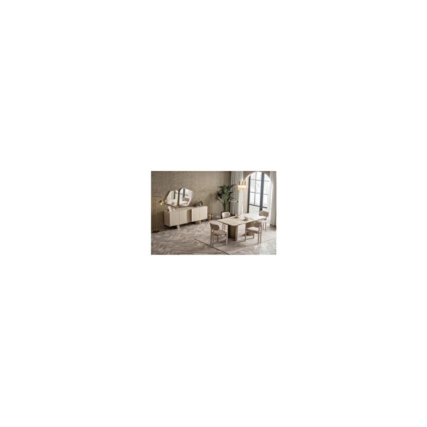 Alanya Yemek Odası Modern Tasarım MDF Malzeme 195x95x76 cm Boyutlarıyla