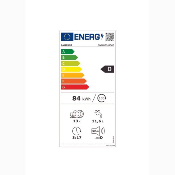 Samsung DW60DG540FWQ 4 Programlı Bulaşık Makinesi, D Enerji Sınıfı