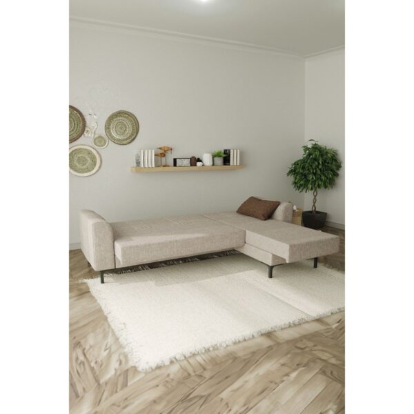 MODALİFE Rio Köşe Takımı Modern Çekyat Yataklı Bazalı Krem 270 x 80 cm Suntalam Malzeme