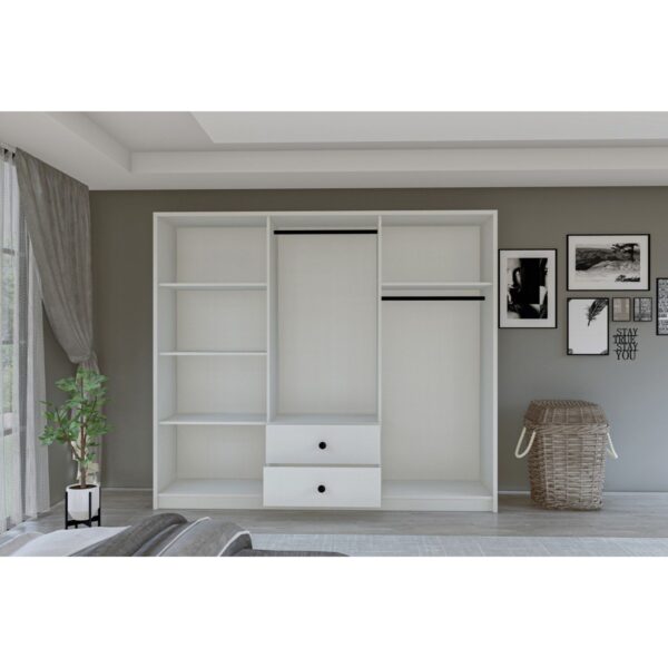 Metalia Gm 069 Delüx 6 Kapı 2 Çekmeceli Düğme Kulplu Gardırop